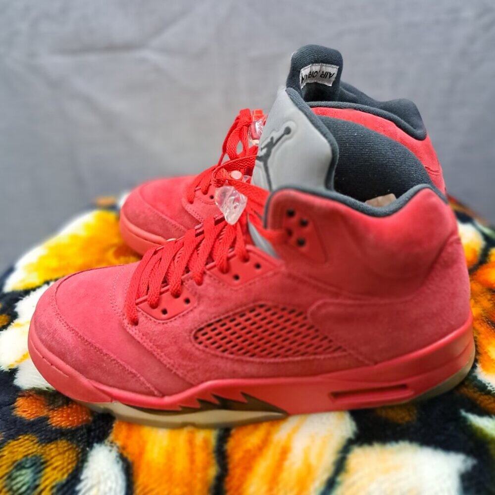 %Size 10.5 Men Nike Air Jordan 5 Retro Air Jordan Suede Retro Red AJ14